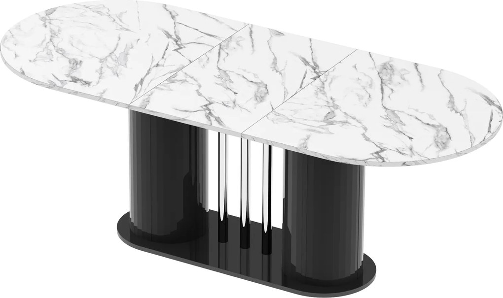 Rozkładany stół z owalnym blatem Cesaro Hubertus marmur połysk