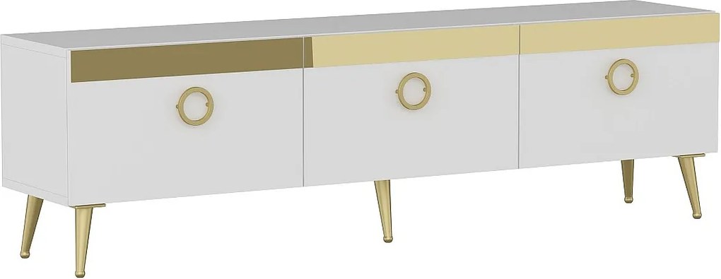 Stojak pod TV – 150 cm x 30 cm x 45 cm – Biały – Płyta wiórowa