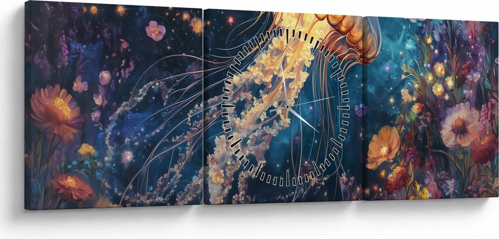 Obraz - Magiczna meduza (z zegarem) (90x30 cm)