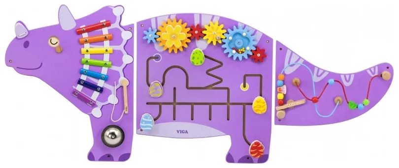 Viga drewniana tablica sensoryczna-manipulacyjna edu triceratops