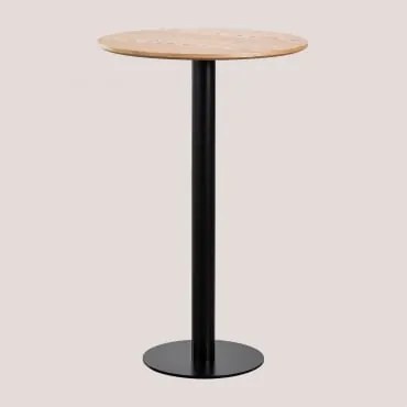 Wysoki Okrągły Stół Barowy W Okleinie Jesionowej Frappe Ø70 Cm & Czarny - Sklum