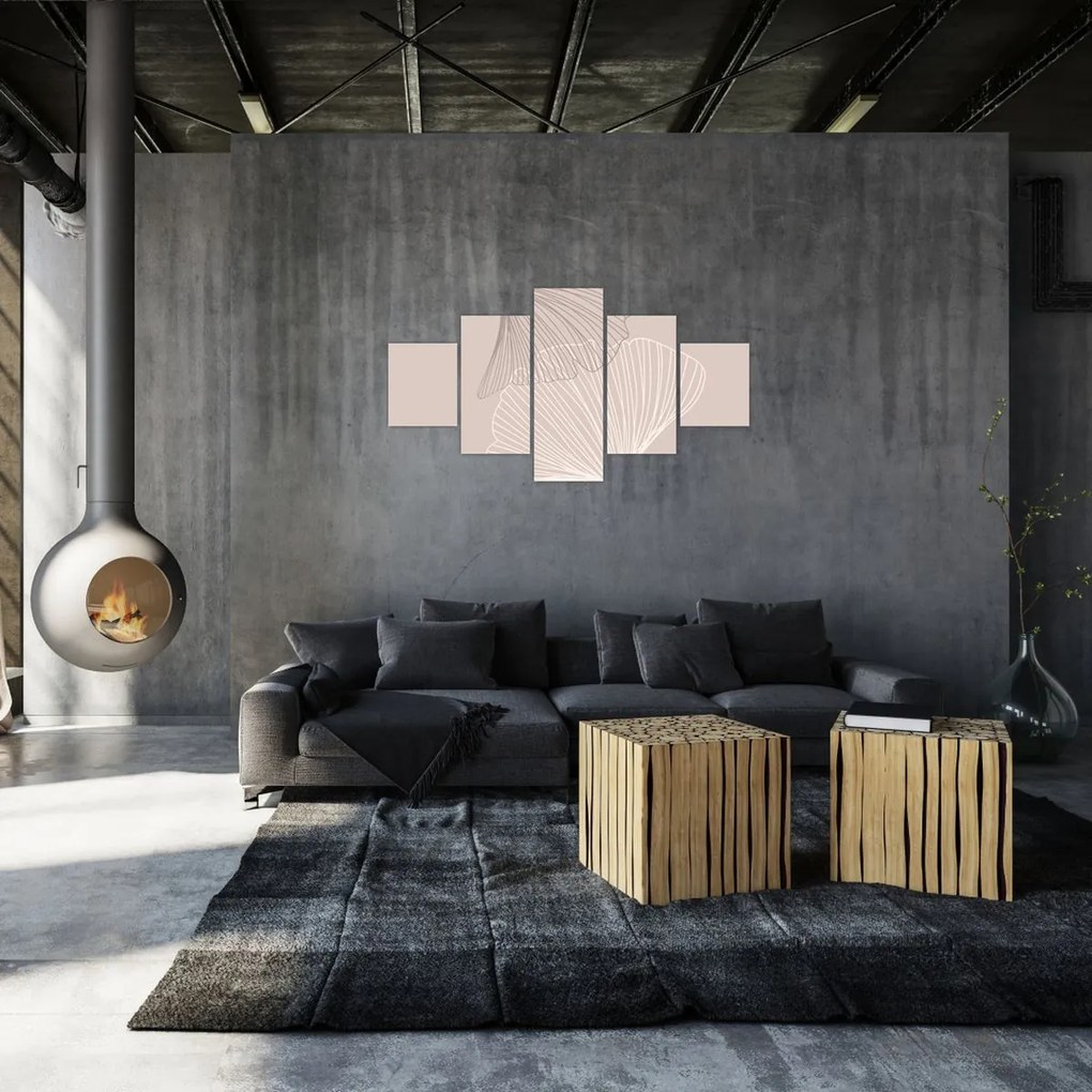 Obraz - Beżowe liście N⁰2 (125x70 cm)