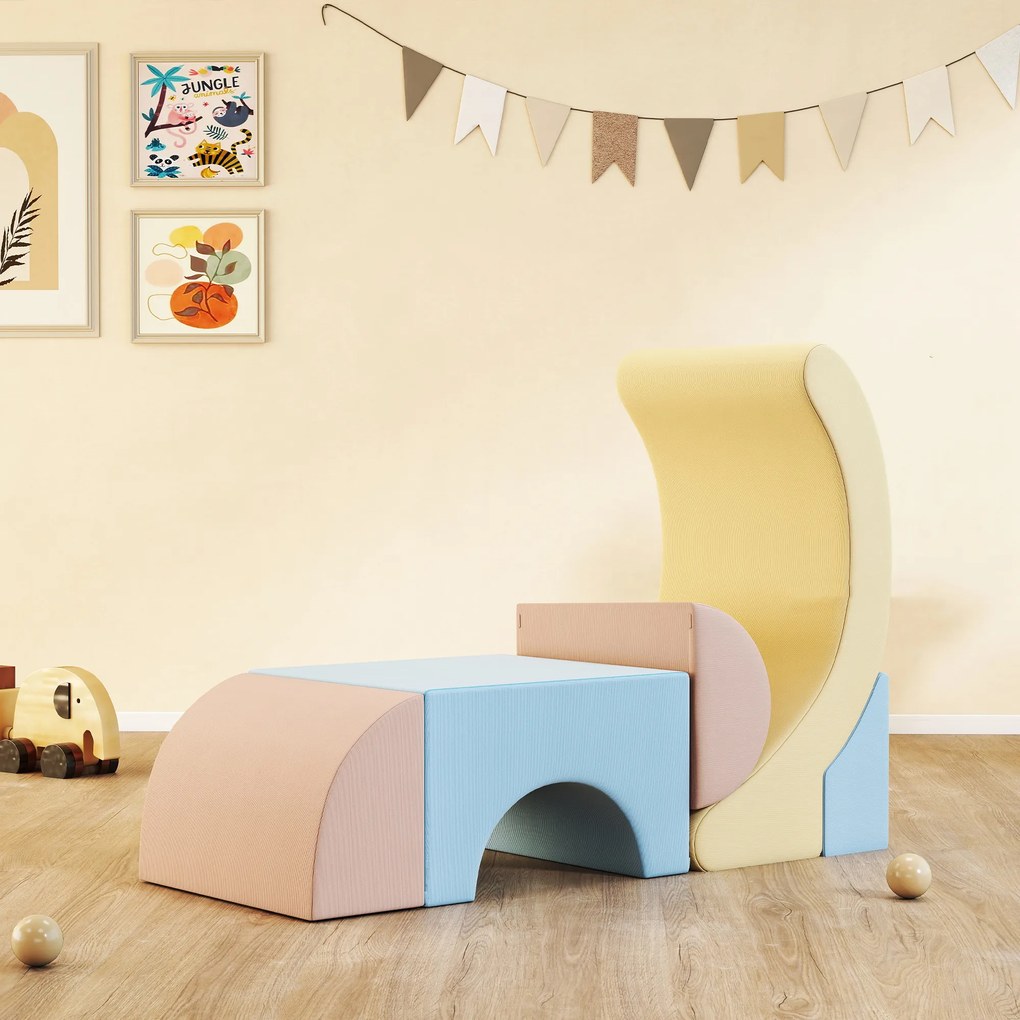 AIYAPLAY Zestaw 5 Piankowych Klocków do Wspinania, z Pokryciem z Cordu, Lekkie, do Budowania, Raczkowania, Wspinania, Kolorowe