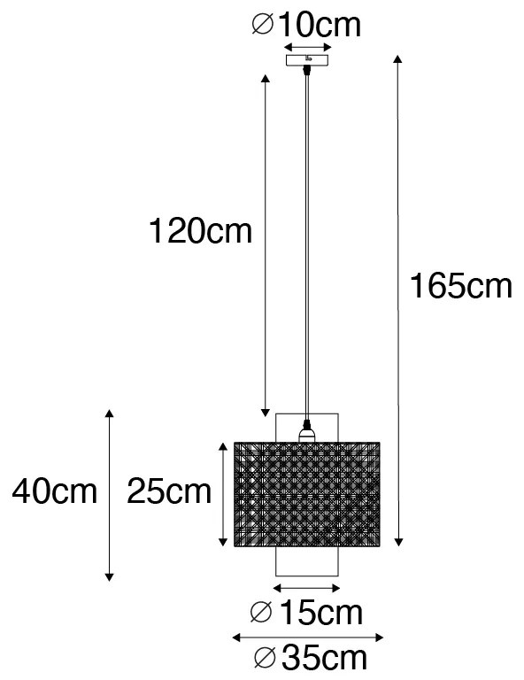 Rustykalna lampa wisząca czarna z rattanu - KataKolonialny Oswietlenie wewnetrzne