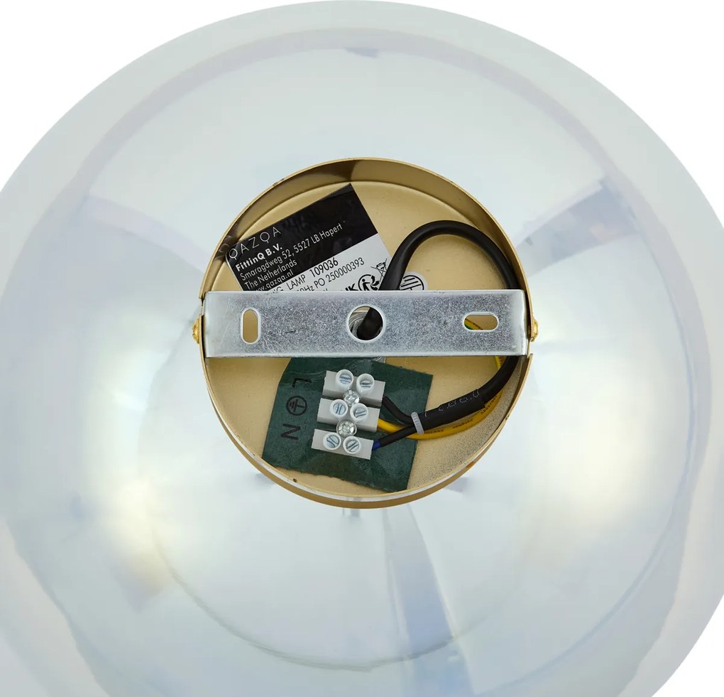 Lampa sufitowa Art Deco złota ze szkłem w kolorze tęczy - Sandra