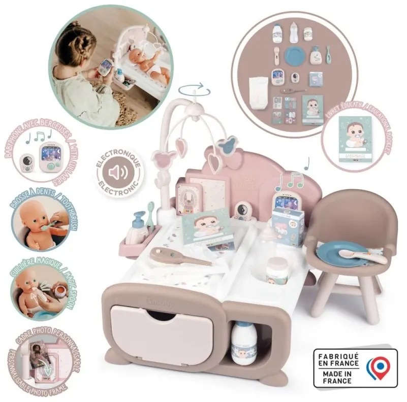 Smoby baby nurse elektroniczny duży kącik opiekunki dla lalki 19 akcesoriów