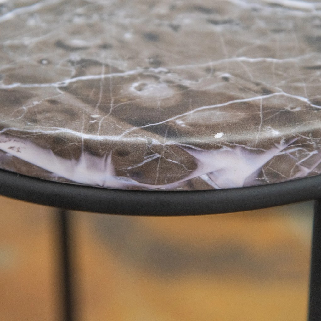 Outsunny Zestaw 3 metalowych stojaków na kwiaty, marmurowy wzór, możliwość układania w stos