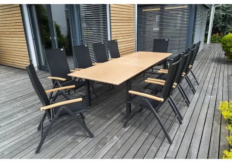 EXPERT WOOD antracyt - stół ogrodowy rozkładany aluminiowy 220/280 x 100 x 75 cm