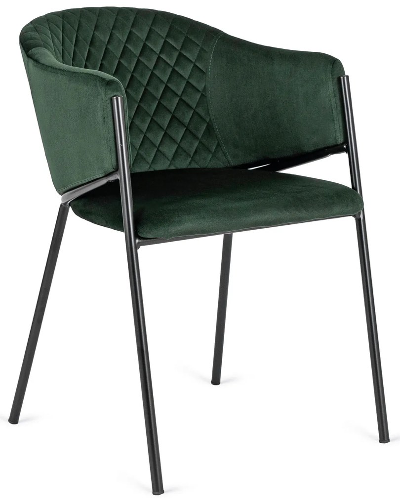 Krzesło Tapicerowane do Salonu INNES 2 Zielone Welurowe Nowoczesne Loft