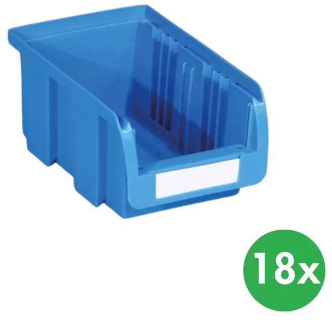 Plastikowy pojemniki COMPACT, 102 x 100 x 60 mm, 18 szt., niebieski