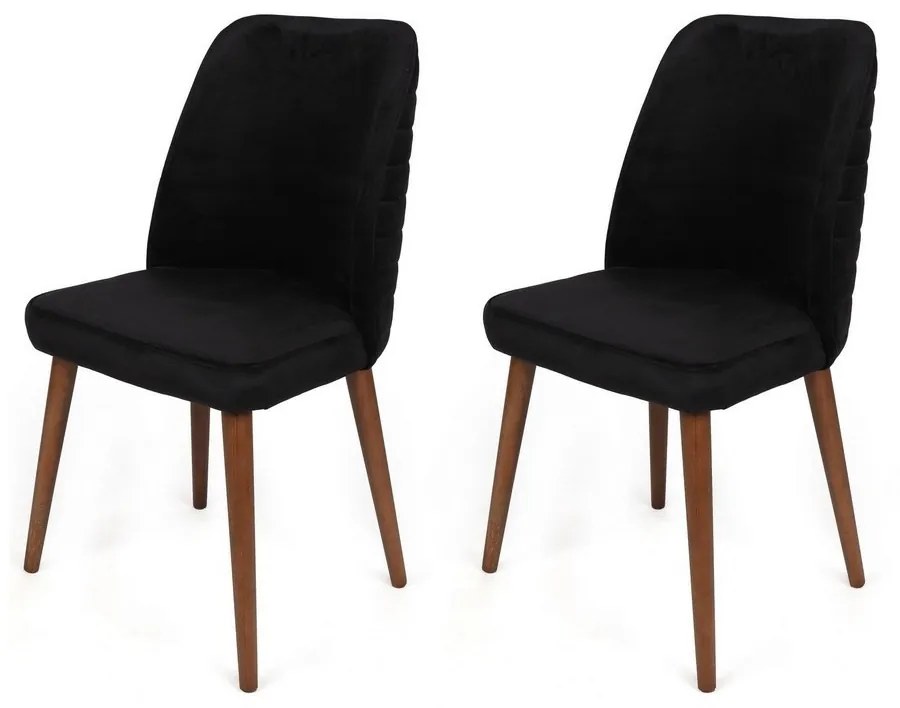 Zestaw krzeseł do jadalni Tutku Black and Walnut, 2 szt.