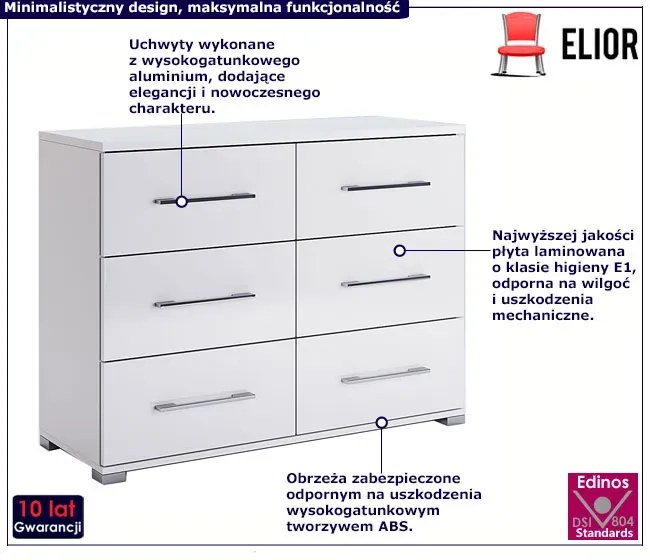 Biała nowoczesna komoda z szufladami - Wilhelm 27X