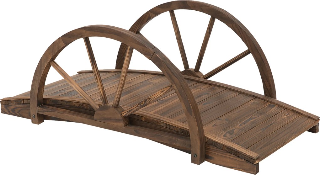 Outsunny Most ogrodowy z drewna świerkowego, drewniany most z wzorem koła, do 150 kg 100 x 50 x 37 cm Postarzany