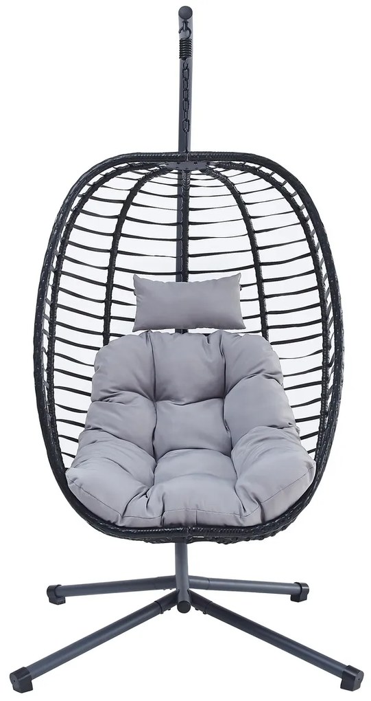 Fotel wiszący Autronic, metal, polirattan, szary,A Z-V1289 GREY