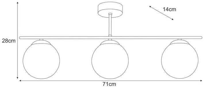 Złoto-bursztynowa trzypunktowa lampa sufitowa - 18X A672 T9-N28