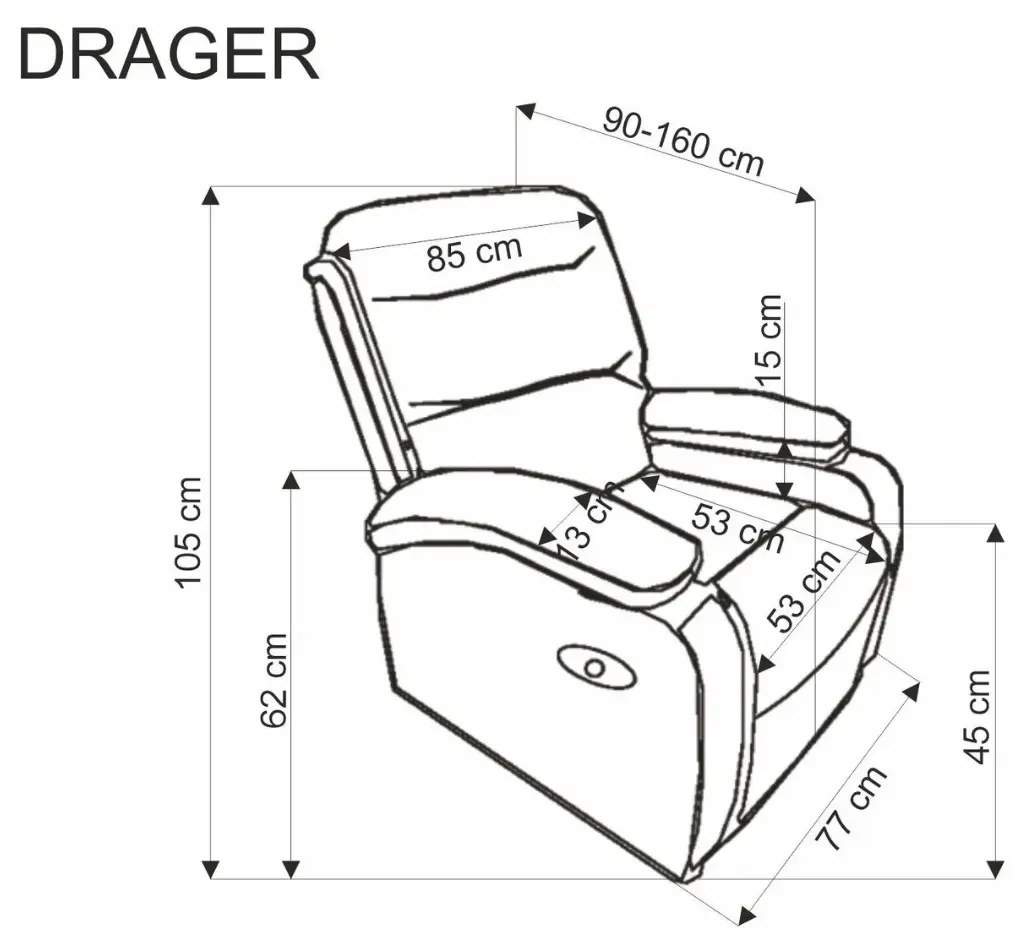 Fotel rozkładany DRAGER VELVET czarny HALMAR