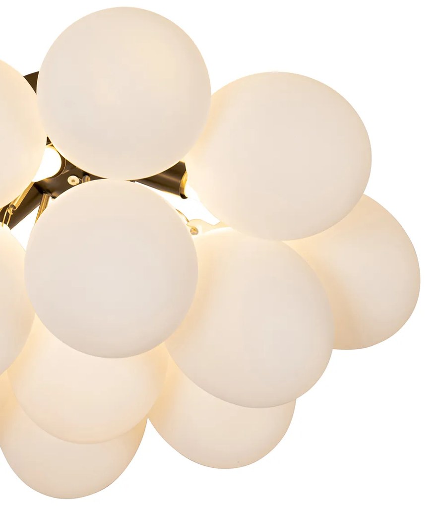 Plafon / Lampy sufitowe art deco czarny z opalowym szkłem 4-źródła światła - UvasDesignerski Oswietlenie wewnetrzne