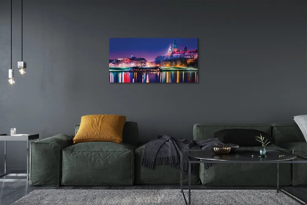 Duży obraz na płótnie Nocna Panorama Krakowa nad Wisłą
