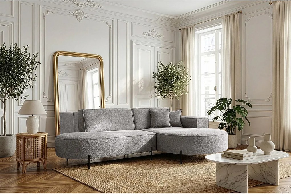 Narożnik Parma Studio Hills, do salonu tkanina Quelle prawy jasnoszary (83)