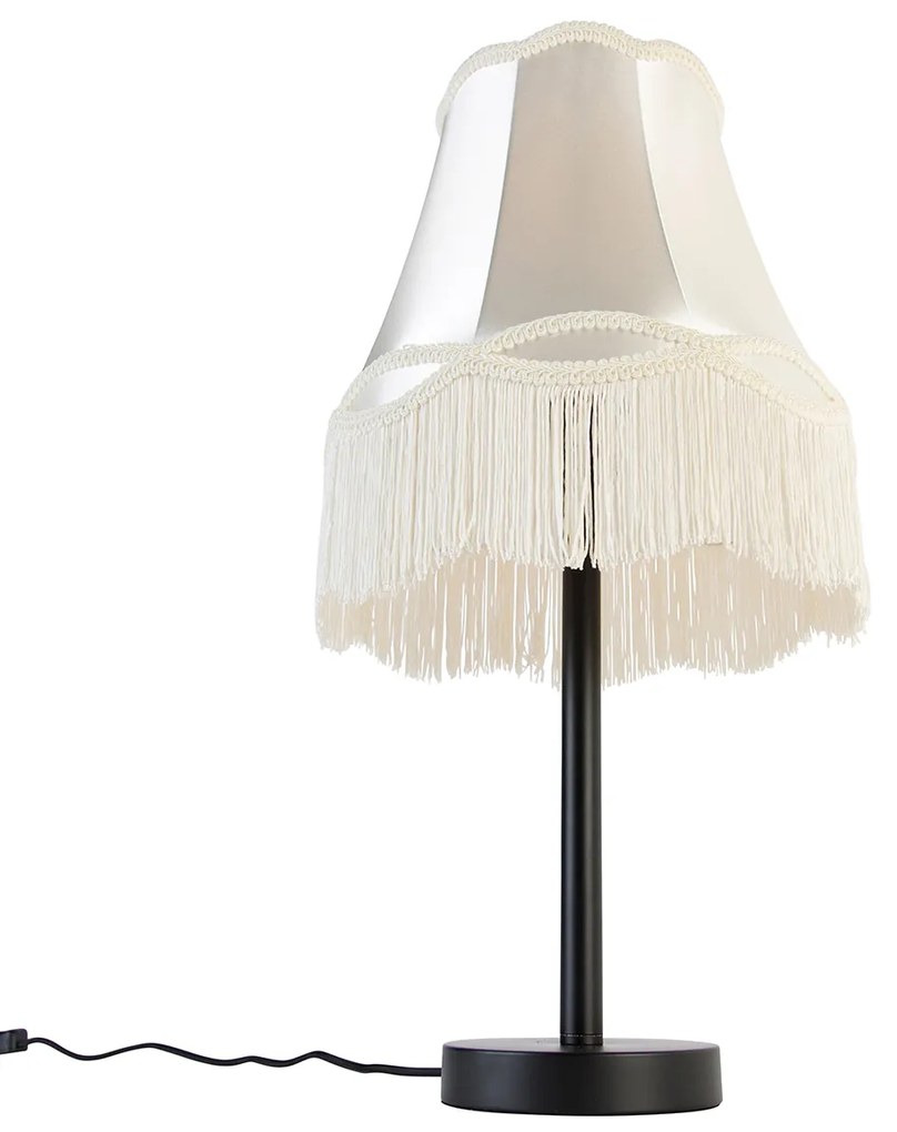 Klasyczna lampa stołowa czarna z abażurem w kolorze kremowym 30 cm - Simplo klasyczny/Antyczny Oswietlenie wewnetrzne