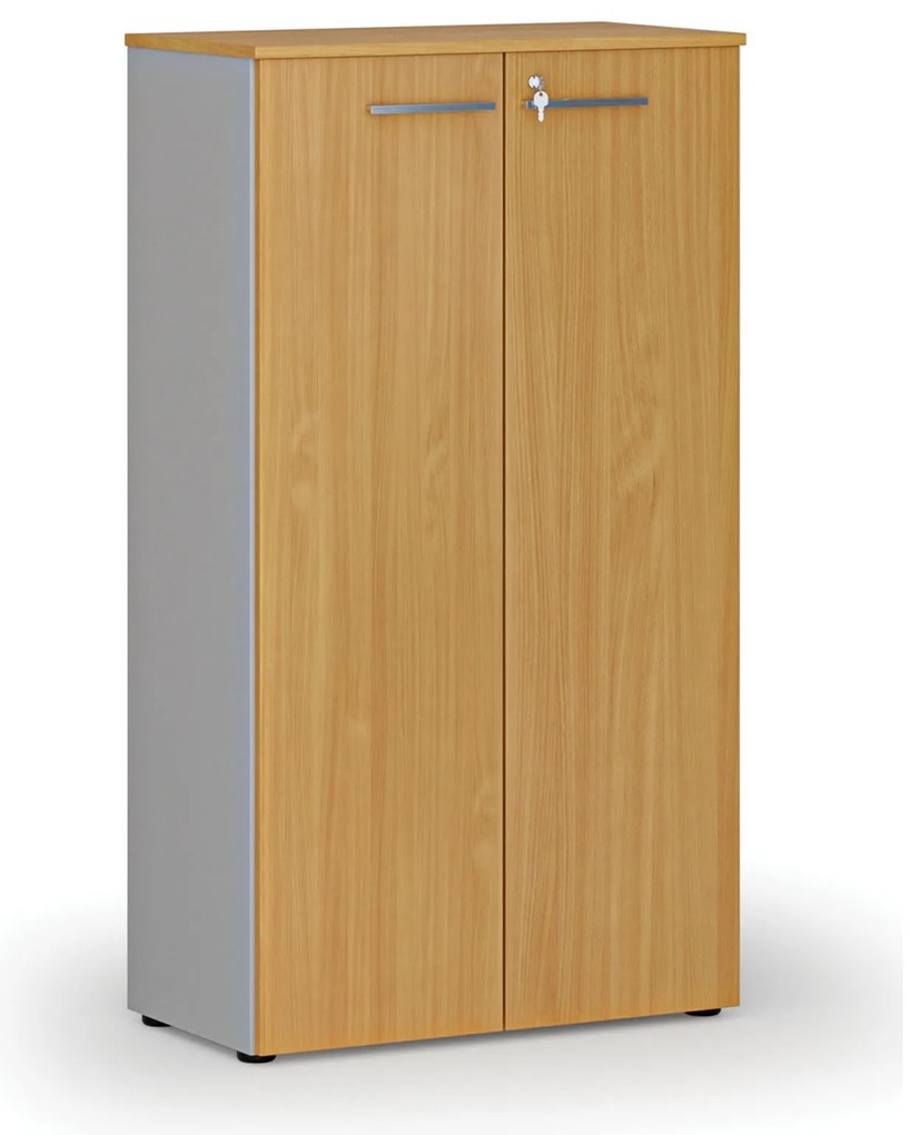 Szafa biurowa z drzwiami PRIMO GRAY, 800 x 420 x 1434 mm, szary/buk