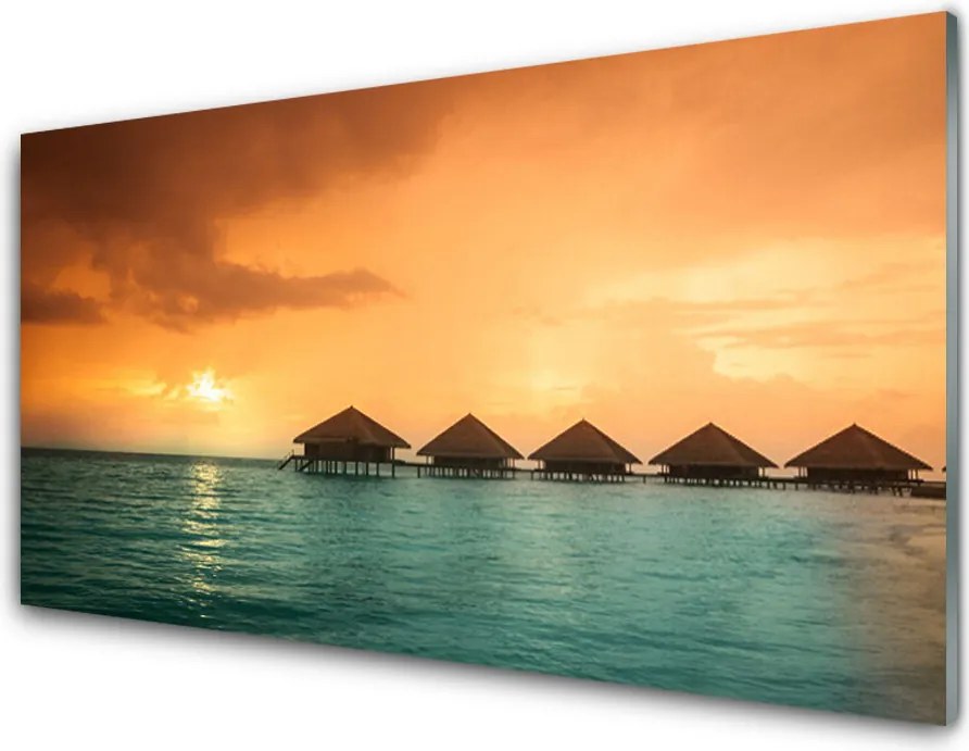 Dekor Szklany do Kuchni Słoneczny Blask Na Morzu