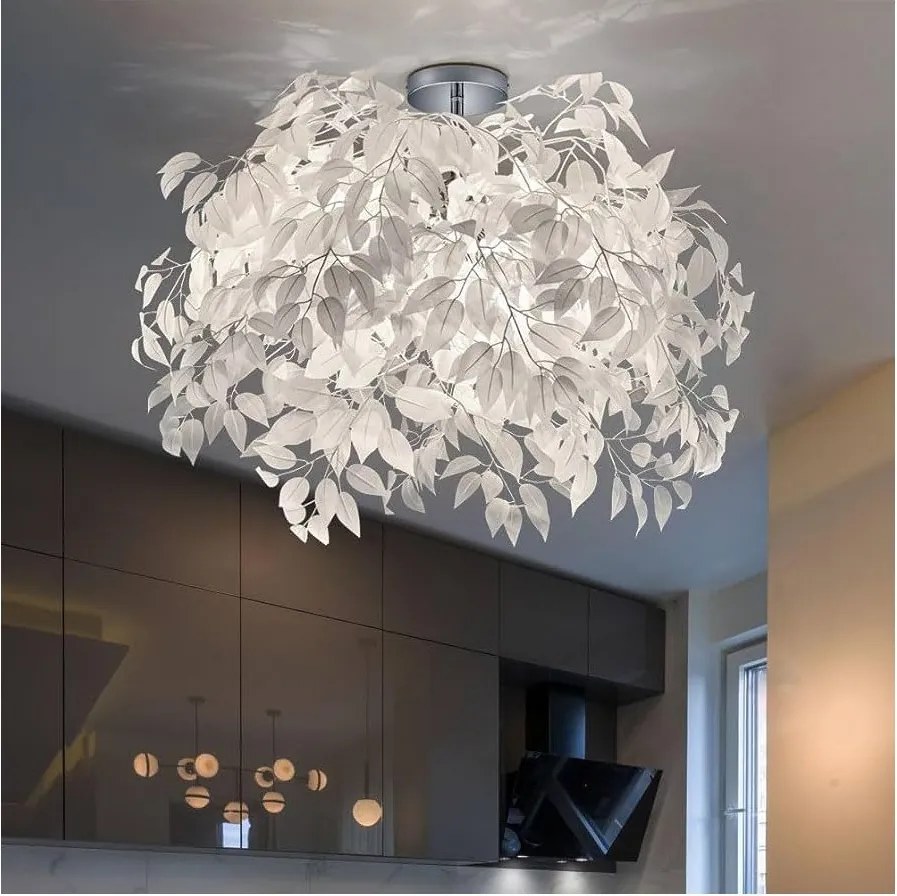 Biała lampa wisząca Reality Pendant Leavy, wys. 73 cm