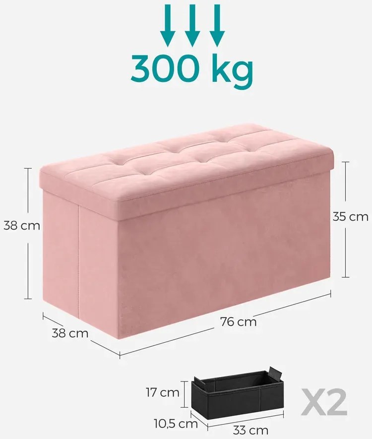 Różowa welurowa pufa pikowana ze schowkiem N0-M11