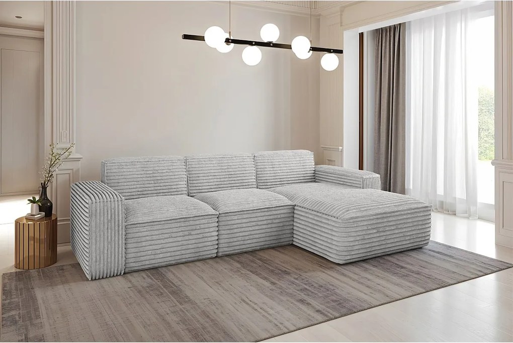 Narożnik w kształcie L Siena, tkanina Velo, Jasnoszary, Prawy