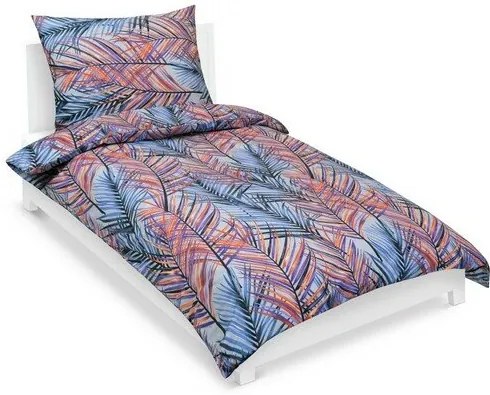 Bellatex Pościel bawełniana Paproć niebieski, 140x 200 cm, 70 x 90 cm