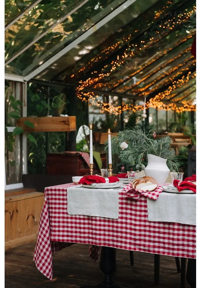 Czerwone tekstylne podkładki zestaw 4 szt. Red Gingham – Linen Tales