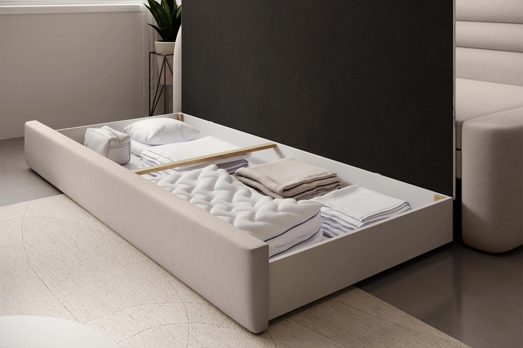 Beżowa rozkładana sofa 3-osobowa FABILLO Wersja: Lewy róg
