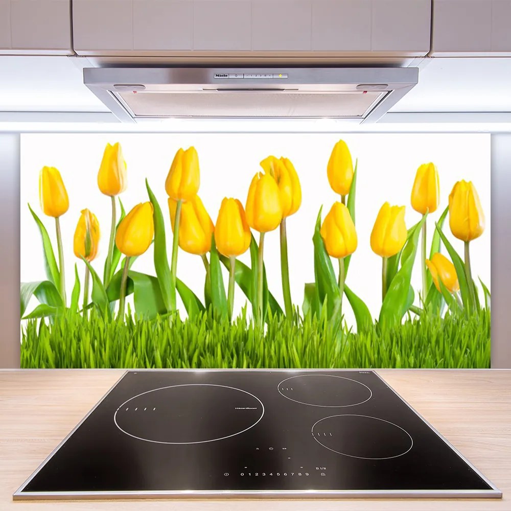 Panel Szklany do Kuchni Elegancja Czerwonych Tulipanów