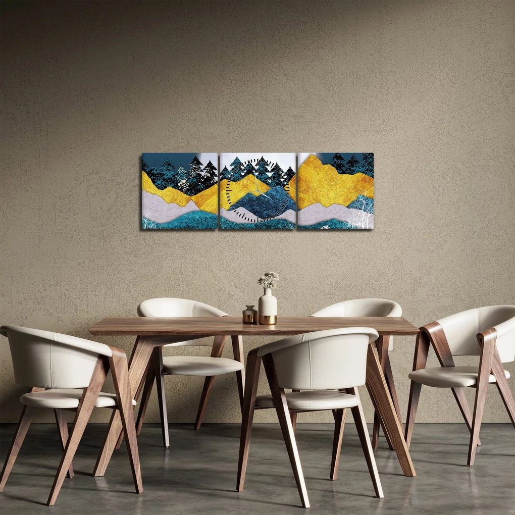 Obraz - Krajobraz polarny (z zegarem) (90x30 cm)