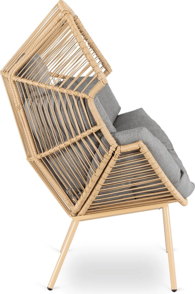 Fotel Ogrodowy CEZARE Wypoczynkowy Kokon Szary Nowoczesny Boho