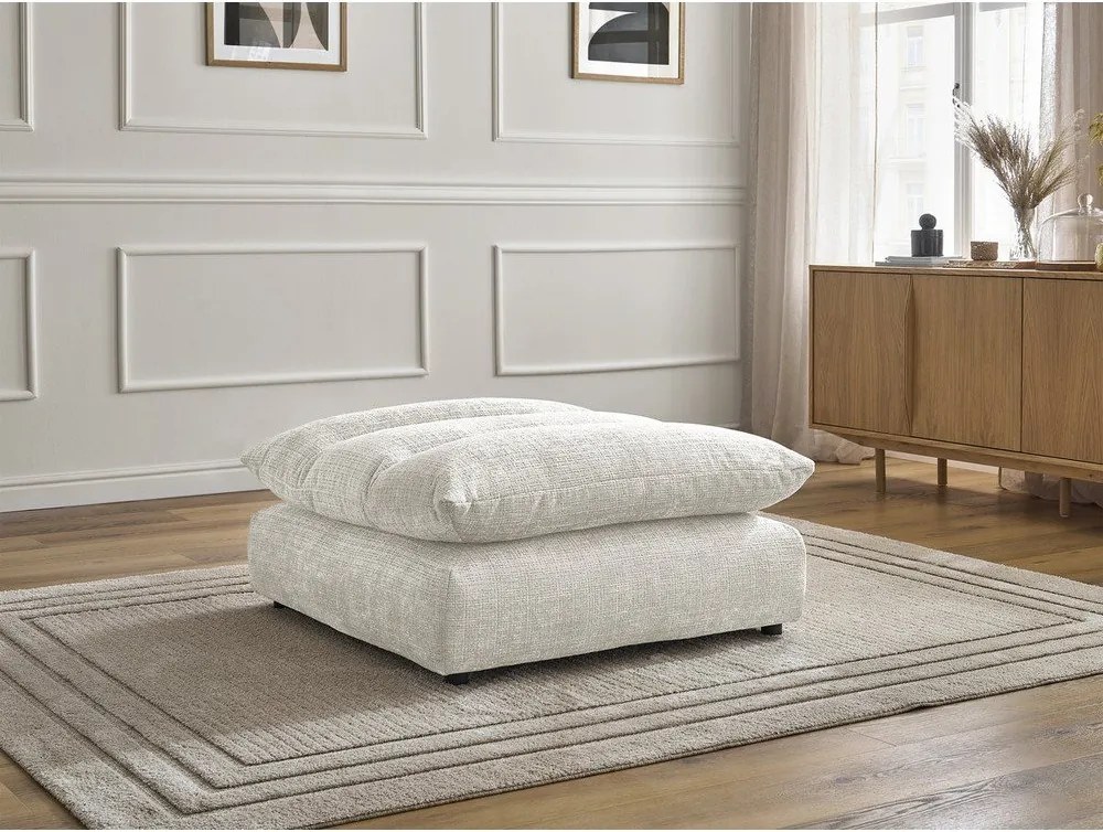 Biały podnóżek z tkaniny szenilowej Neil – Bobochic Paris