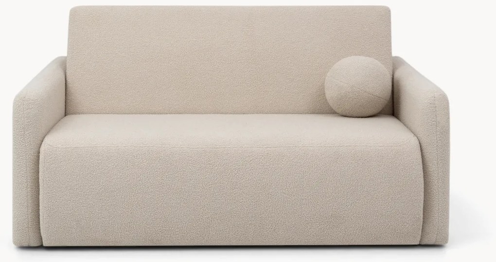 Sofa rozkładana Nido trzyosobowa 140 cm z pojemnikiem - jasny beżowy boucle Quelle 03