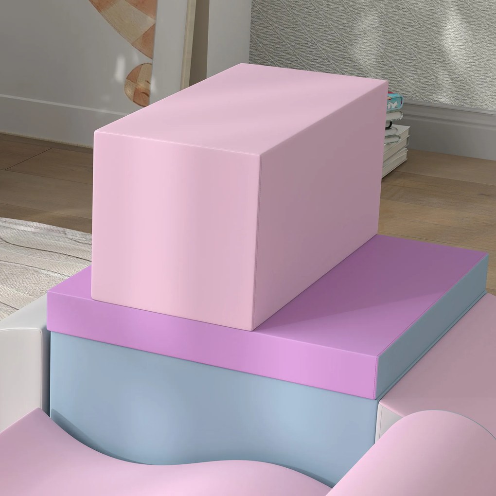 HOMCOM Miękkie klocki dla dzieci, rozwijające kreatywność, skóra ekologiczna, 40x40x20 cm, Wielokolorowy, 1-3 lata