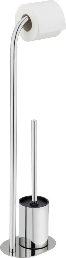 Stojak na papier toaletowy ze szczotką ze stali nierdzewnej w kolorze srebra z połyskiem Levante – Wenko