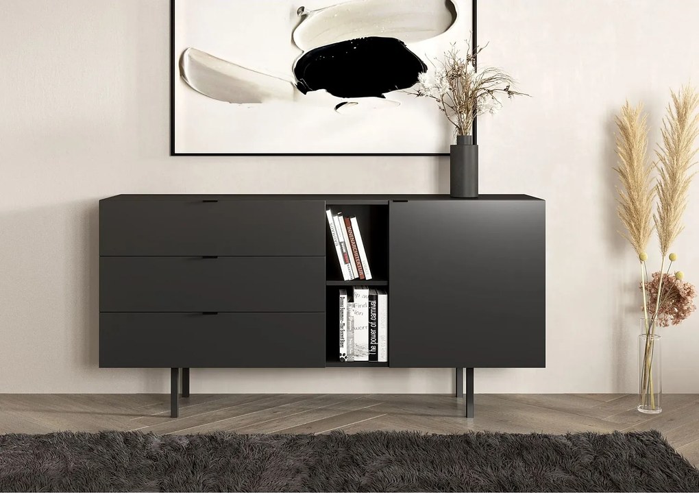 Czarna komoda z szufladami Skandica MYWAY / szer. 160 cm