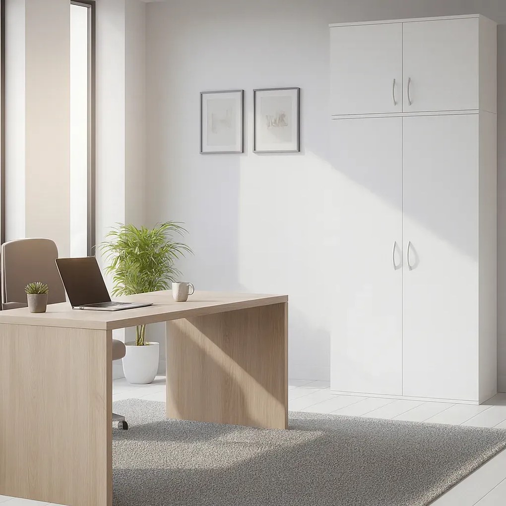 Dwudrzwiowa biała nadstawka na szafę  T7-L32