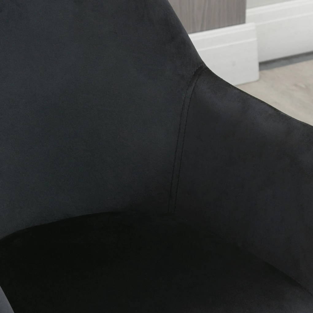 HOMCOM Krzesła Jadalniane Zestaw 2 Nowoczesny Design Aksamit Drewno Kauczukowe 54x57x80 cm Czarne | Aosom PL