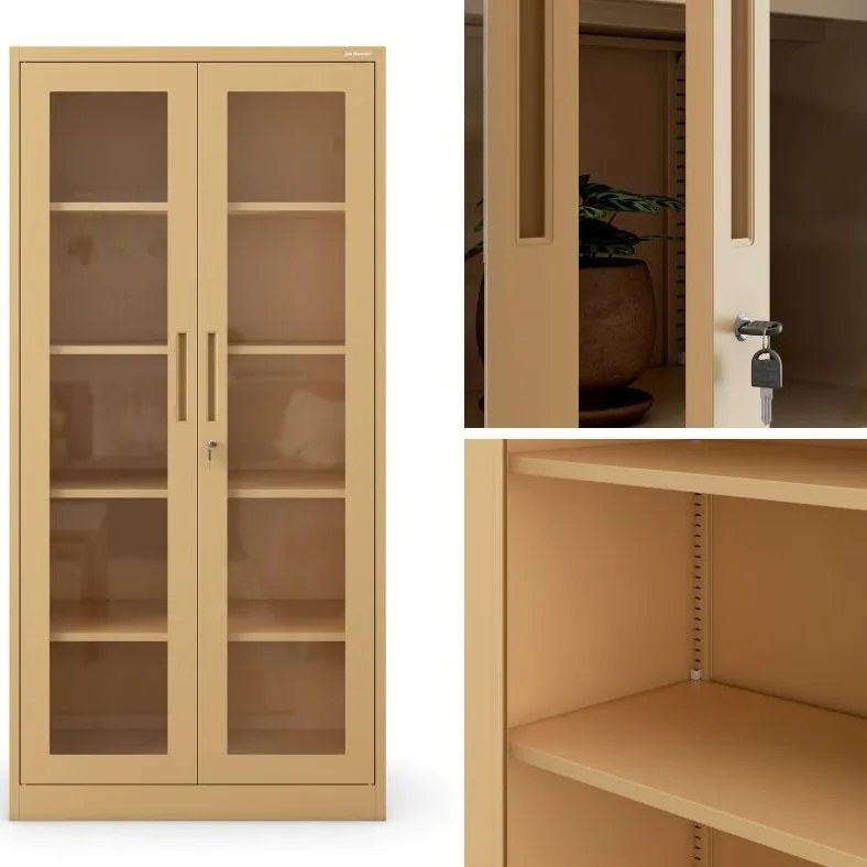 Przeszklona szafa medyczna Amelia Fresh Style 90x40x185 cm beżowa