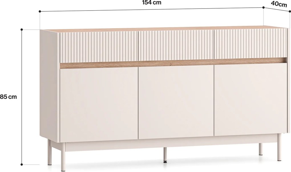 Komoda z szufladami i szafkami Dunea 05, kaszmir