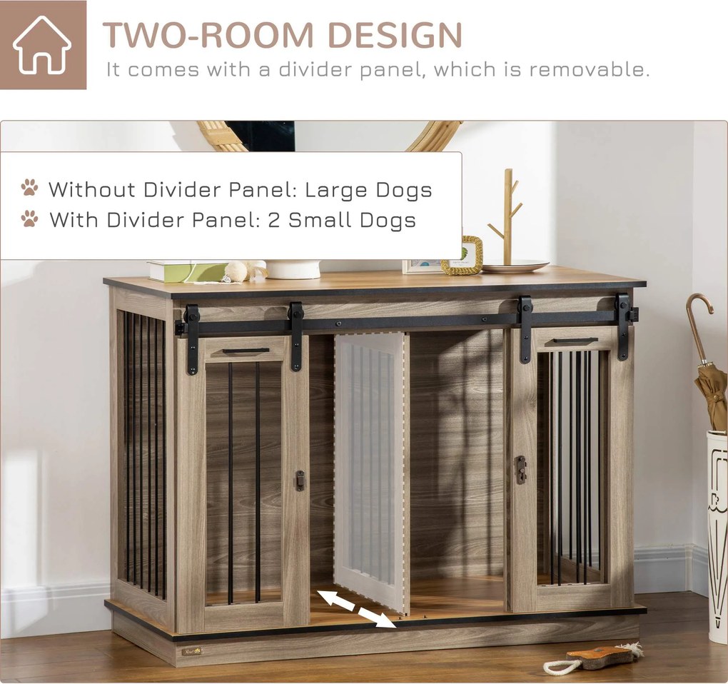 PawHut Klatka dla psa z 2 drzwiami transportowa z zamkiem rustykalny brązowy | Aosom PL