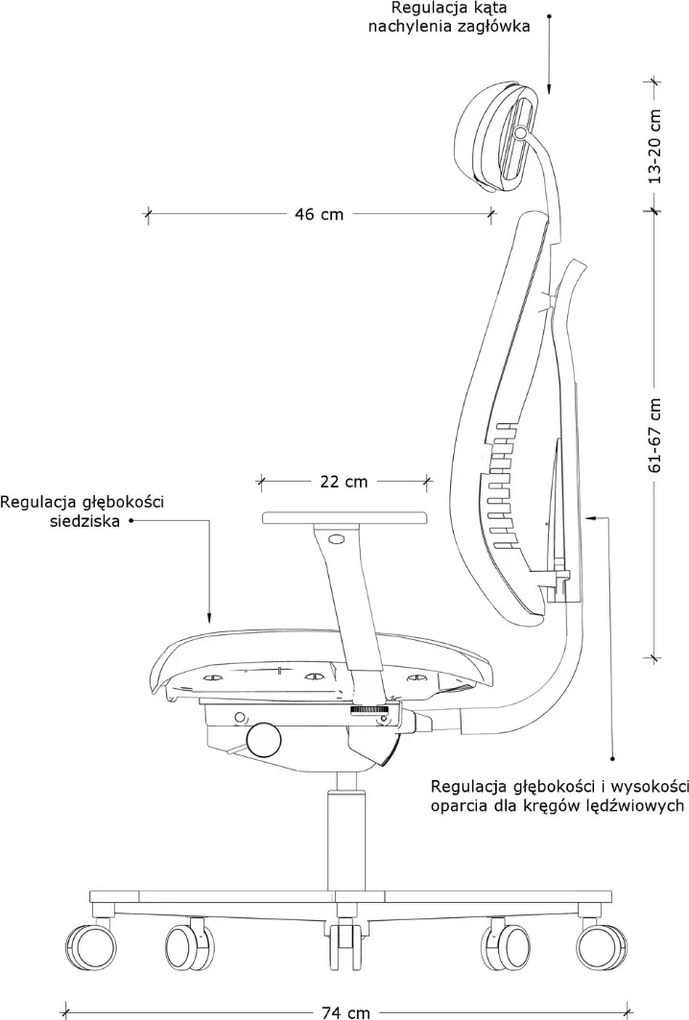 Krzesło do biura Magic z zagłówkiem, zgodne z normą BHP