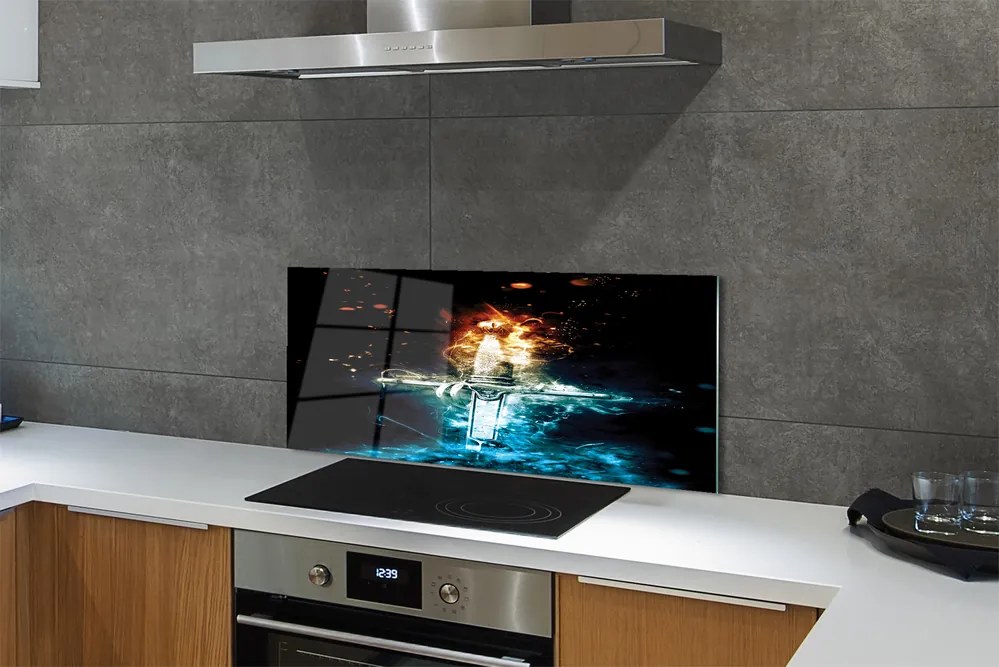 Szklany Panel Magiczny Miecz w Dymie