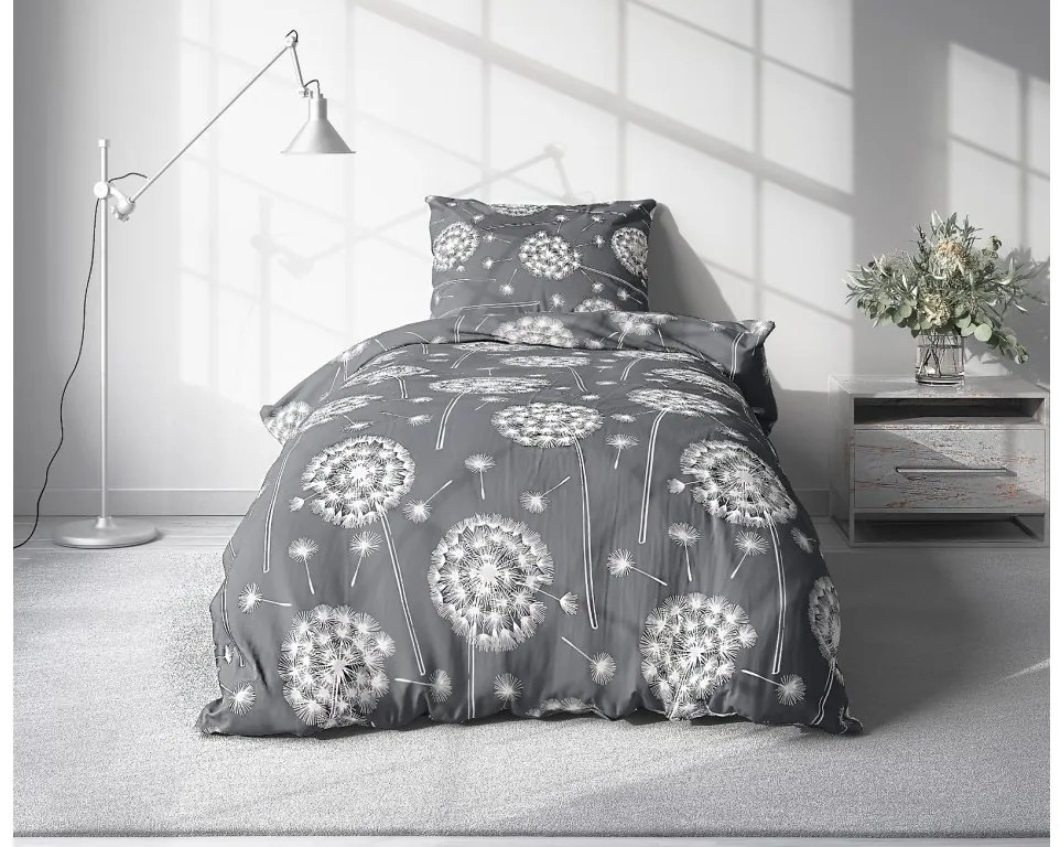 PrzytulneMieszkanie.pl PrzytulneMieszkanie.pl Krepa pościel DANDELION BLEND szara Rozmiar pościeli: 70 x 90 cm | 140 x 200 cm