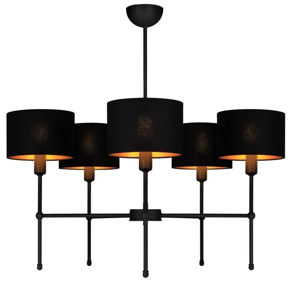Żyrandol na pręcie MADELA 5xE14/40W/230V czarny