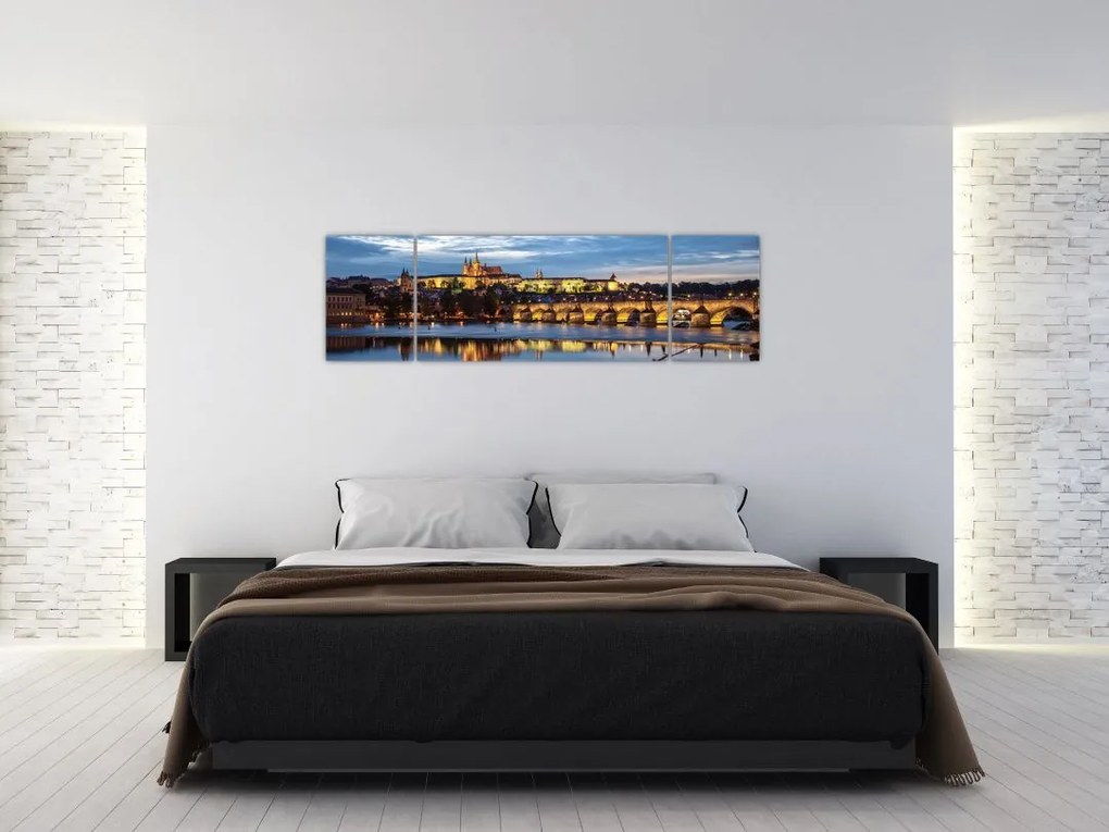 Obraz Zamku Praskiego i Mostu Karola (170x50 cm)